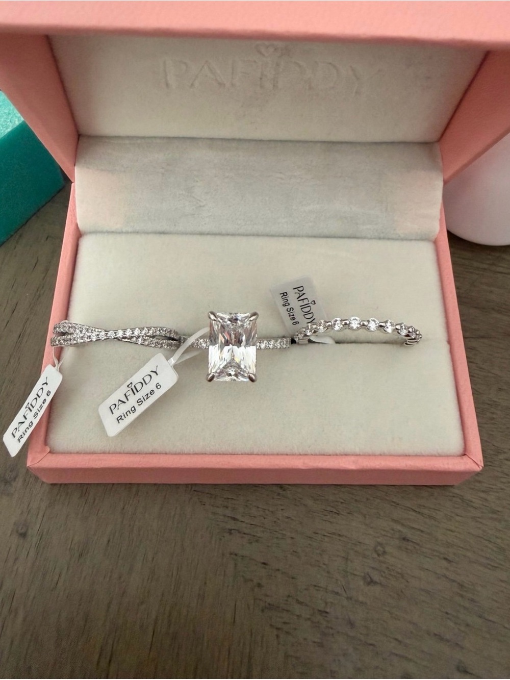 Silver Cubic Zirconia ring plus bands Clear Center Stone